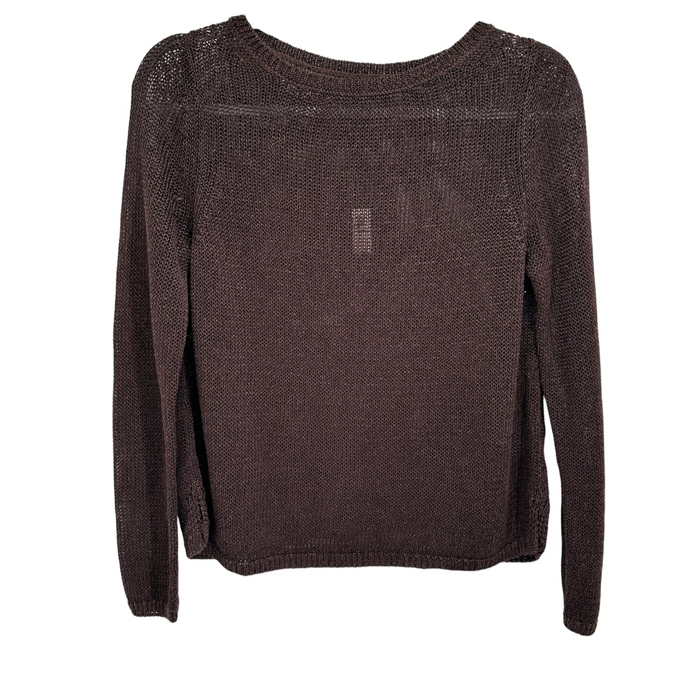 Banana Republic Sweater Womens S Brown Linen Blend Open Knit Pullover NWT